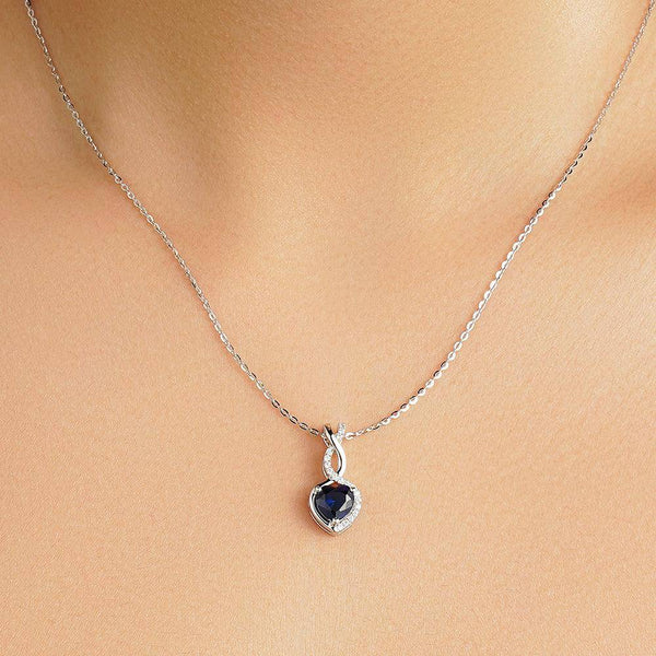 1 CT. Sapphire Infinity Heart Pendant with Diamonds