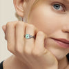 Twisted Halo Mint-Green Sapphire Ring with Milgrain Accents