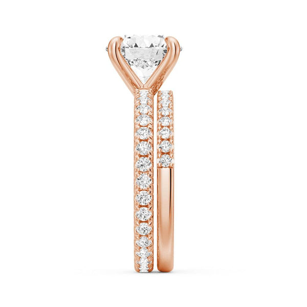 Round Moissanite Engagement Ring With Eternity Pave Band