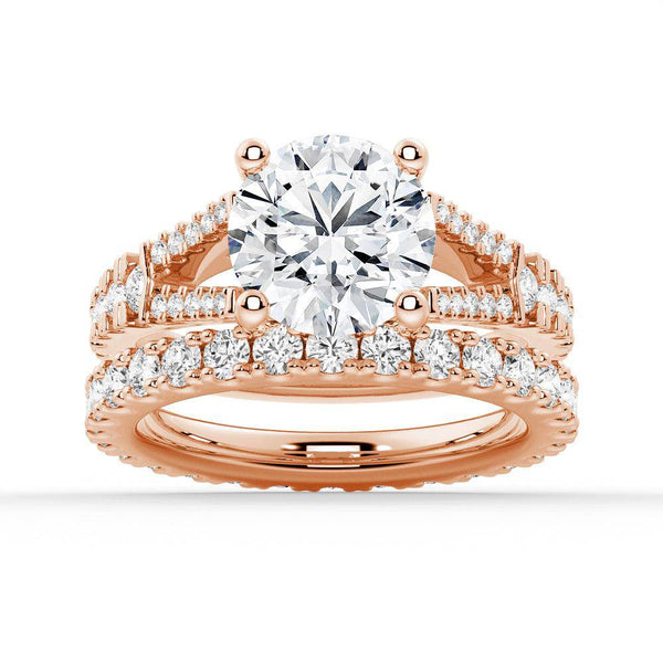 Round Cut Split Shank Moissanite Engagement Ring