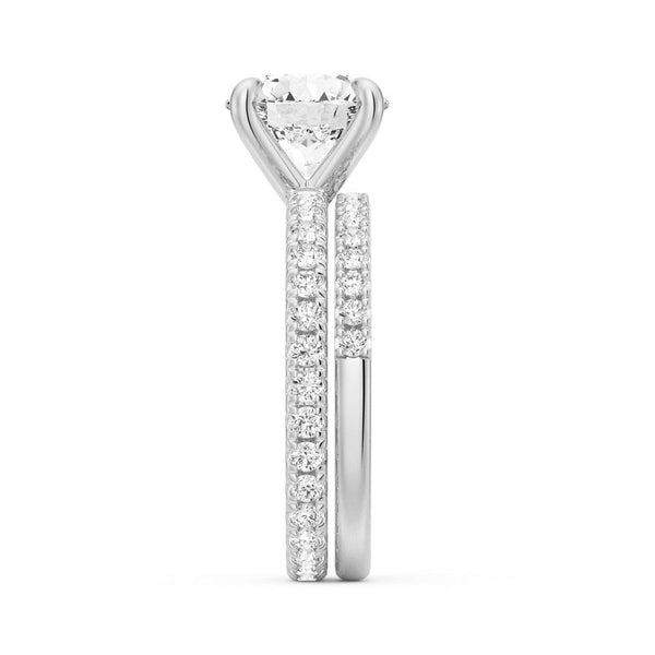 Round Moissanite Engagement Ring With Eternity Pave Band