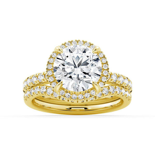 Half Eternity Round Cut Moissanite Halo Engagement Ring