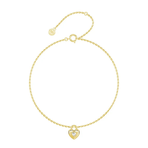 Love Lock Heart Solitaire Moissanite Pendant Necklace And Bracelet Set