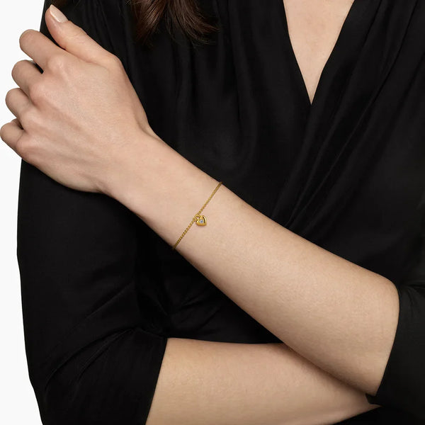 Love Lock Heart Bracelet with Solitaire Moissanite Charm