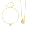Love Lock Heart Solitaire Moissanite Pendant Necklace And Bracelet Set