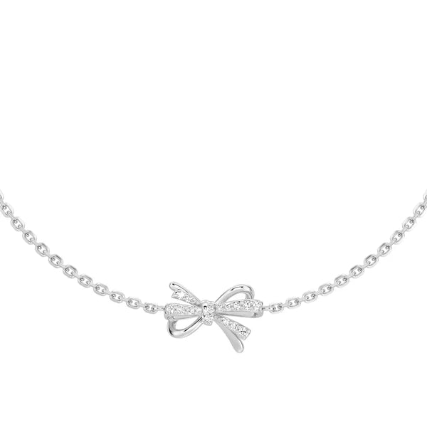 Filigree Bow Moissanite and Diamond Jewelry Set Necklace Bracelet and Earrings