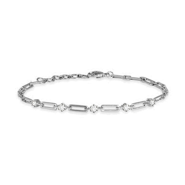Moissanite Dotted Paperclip Chain Bracelet