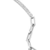 Baguette Cut Moissanite and Paperclip Chain Bracelet