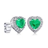 1 CT. Heart Shaped Birthstone Stud Earrings with Halo