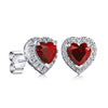 1 CT. Heart Shaped Birthstone Stud Earrings with Halo