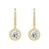 2.34 ctw Round Moissanite Pavé Halo Drop Earrings