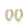 Round Three Row Pave Hoop Earrings Pavé Moissanite Hoop Earrings