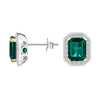 6 Ctw Emerald Cut Emerald Stud Earrings With Moissanite Pave Halo