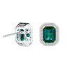 6 Ctw Emerald Cut Emerald Stud Earrings With Moissanite Pave Halo