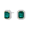 6 Ctw Emerald Cut Emerald Stud Earrings With Moissanite Pave Halo