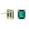 10 Ctw Double Prong Set Emerald Cut Emerald Stud Earrings