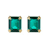 10 Ctw Double Prong Set Emerald Cut Emerald Stud Earrings