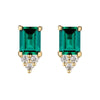 4 Ctw Emerald Cut Emerald Stud Earrings With Trio Moissanite Diamonds
