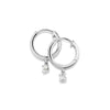 Huggie Hoop Earrings with Solitaire Drop