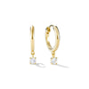 Huggie Hoop Earrings with Solitaire Drop