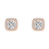 Cushion Cut Moissanite Shadow Halo Stud Earrings