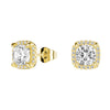 Cushion Cut Moissanite Shadow Halo Stud Earrings