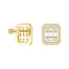 Infinity Halo Lab Grown Diamond Rectangular Cluster Stud Earrings