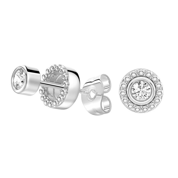 Convertible 2 in 1 Beaded Jacket Stud Earrings with Lab Grown Diamond