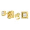 Convertible 2 in 1 Beaded Jacket Stud Earrings with Princess Cut Lab Diamond