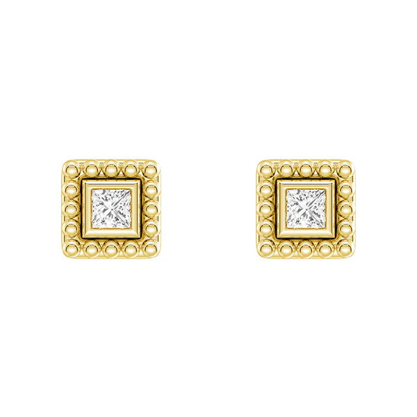 Convertible 2 in 1 Beaded Jacket Stud Earrings with Princess Cut Lab Diamond