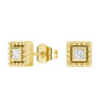 Convertible 2 in 1 Beaded Jacket Stud Earrings with Princess Cut Lab Diamond