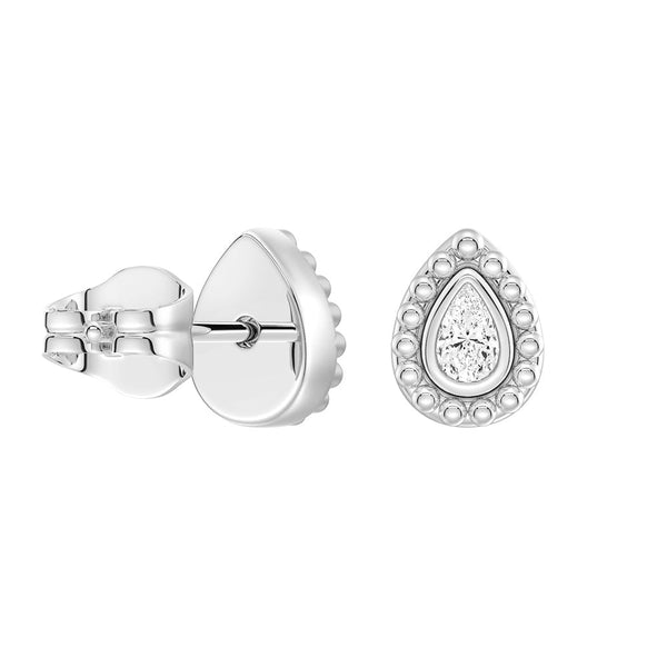 Convertible 2 in 1 Beaded Jacket Stud Earrings with Pear Cut Lab Diamond