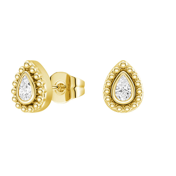 Convertible 2 in 1 Beaded Jacket Stud Earrings with Pear Cut Lab Diamond