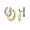 Offset Two-Tone Diamond Hoop with Full Pavé And Linear Designs