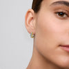 Two-Tone Semi Hoop Eearrings with Edge-Stitched Diamonds