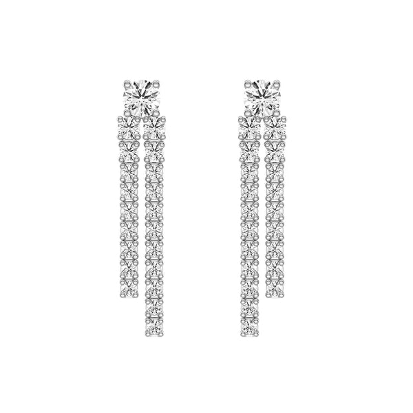Dynamic Stud Earrings with Tremble Diamond Fringe Drops