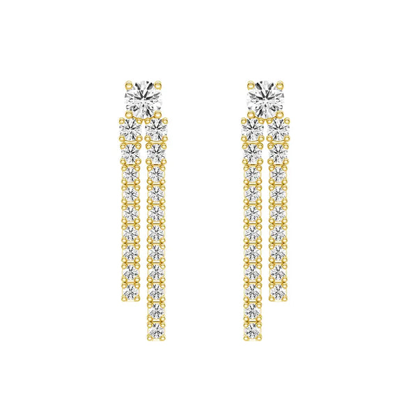 Dynamic Stud Earrings with Tremble Diamond Fringe Drops