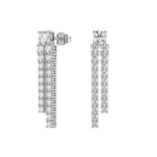 Dynamic Stud Earrings with Tremble Diamond Fringe Drops