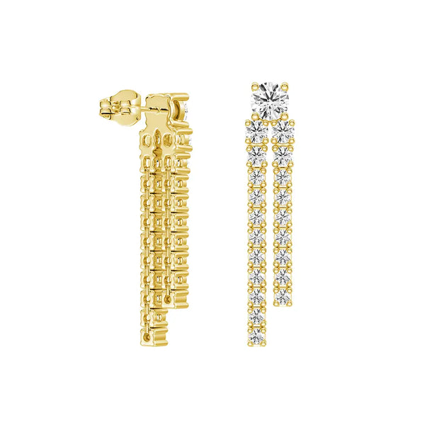 Dynamic Stud Earrings with Tremble Diamond Fringe Drops