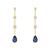 Elegant Tiered Diamond Stud Earrings with Trembling Lab Sapphire Drop