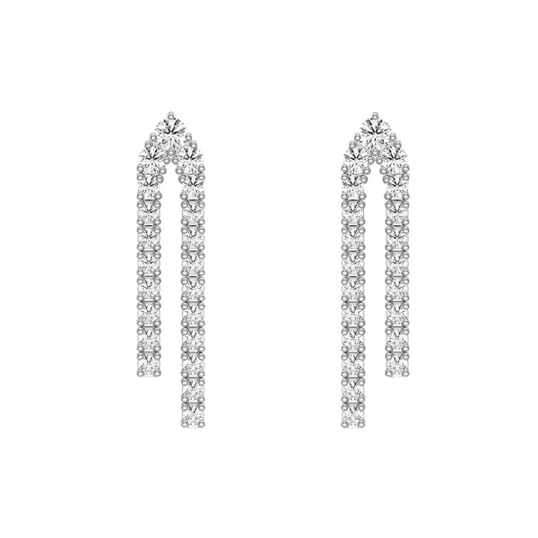 Parallel Diamond Chain Earrings with Architectural Drops
