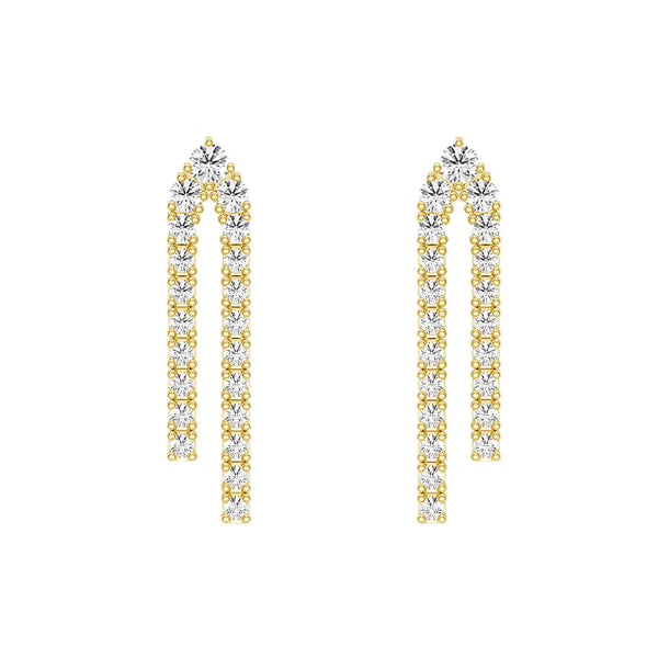 Parallel Diamond Chain Earrings with Architectural Drops