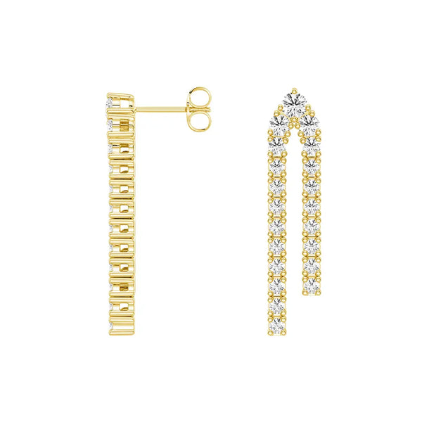 Parallel Diamond Chain Earrings with Architectural Drops
