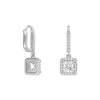 Framed Solitaire Princess Cut Moissanite Drop Earrings