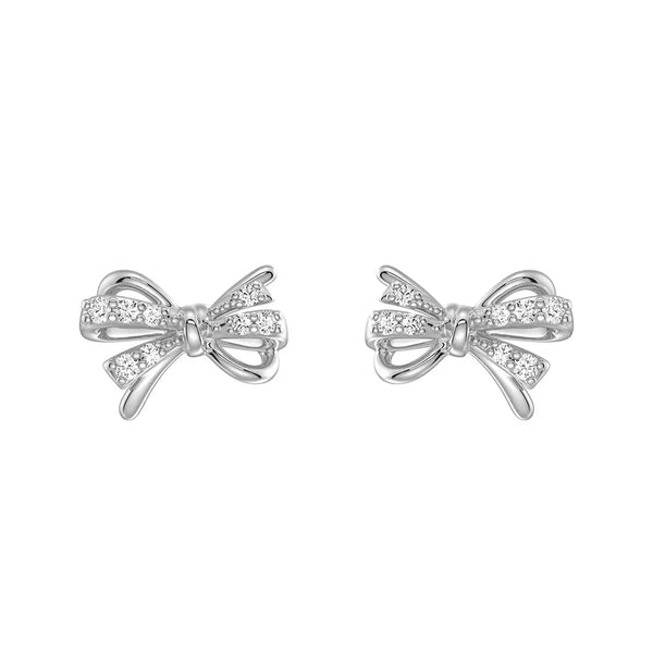 Filigree Bow Moissanite and Diamond Jewelry Set Necklace Bracelet and Earrings