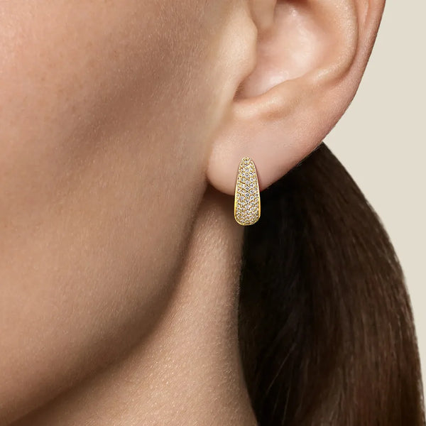 Bold Pave Moissanite Huggie Hoop Earrings