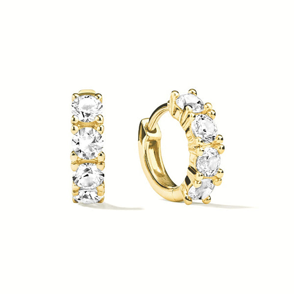 Half Eternity Moissanite Huggie Hoop Earrings