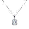 2 CT. Halo Emerald cut Pendant Diamond Necklace