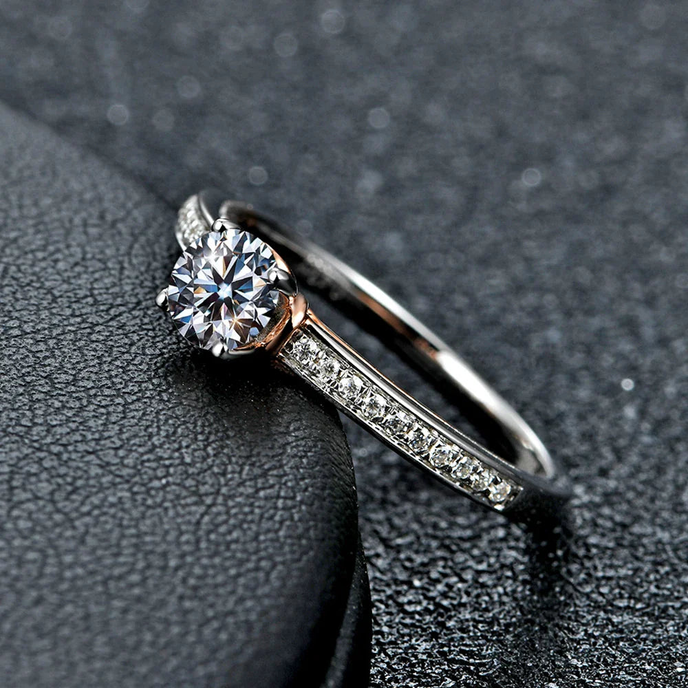 0.5CT Round Brilliant Cut Moissanite Promise Ring.