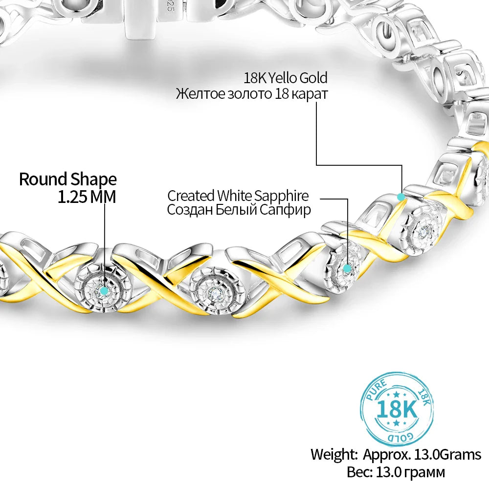1.25 MM VVS1 D Color Round Cut Tennis Moissanite Bracelet | S925.
